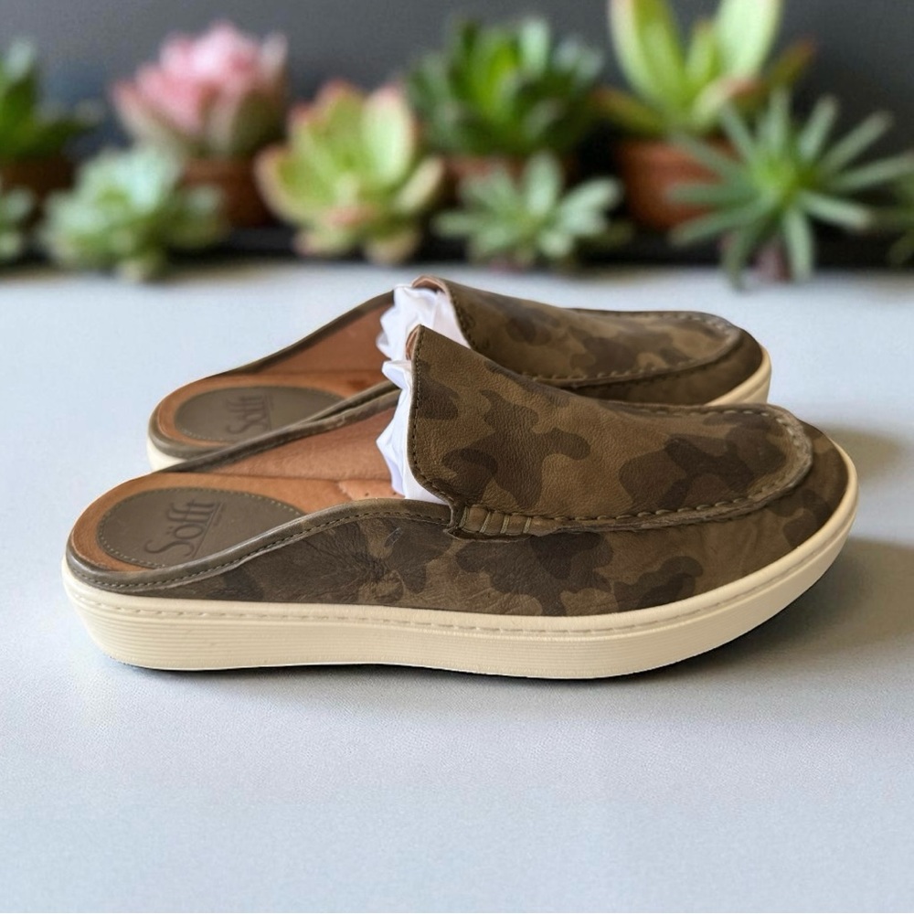 SOFFT Women’s Somers lll Slide Camo Slip-On Leather Sneaker Mule Shoe size 9.5